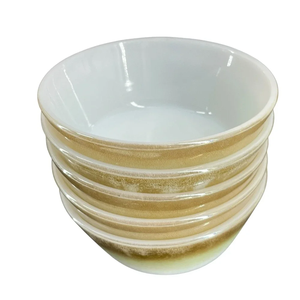Vtg Federal Glass Mesa Moss Milk Glass Cereal Soup Bowls 5